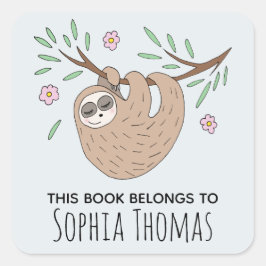 Kute "Dit boek behoort tot" Slotnaam Kinder boekpl Vierkante Sticker