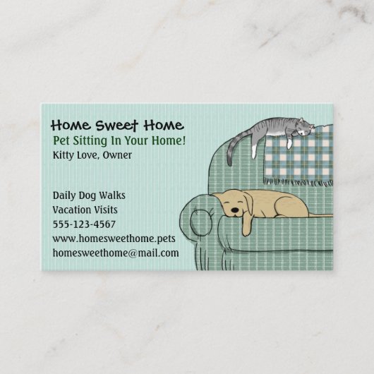 Kute Dog en Kat Pet Sitting - Dierendiensten Visitekaartje (Voorkant)