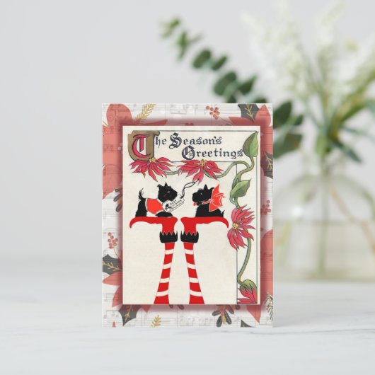 Kute  Dog-kerstgroet Briefkaart (Staand voorkant)