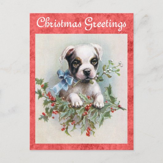 Kute  Dog-kerstgroet Briefkaart (Voorkant)