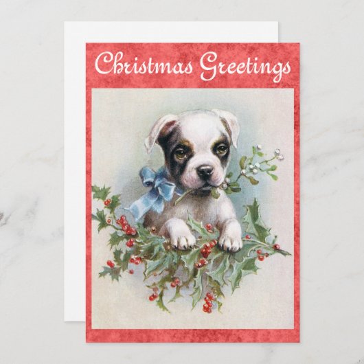 Kute  Dog-kerstgroet Feestdagenkaart (Voorkant / Achterkant)