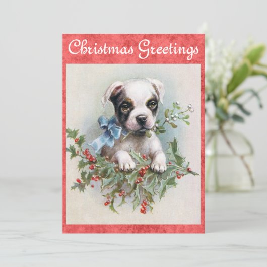 Kute  Dog-kerstgroet Feestdagenkaart (Staand voorkant)