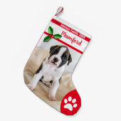 Kute Dog-kerstkussen - Gepersonaliseerde familie Kleine Kerstsok (Voorkant (Hangend))