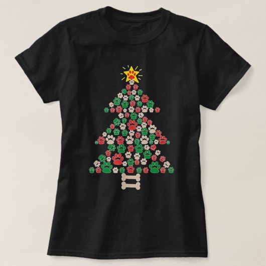 Kute Dog Paws Printerster voor kerstbomen T-shirt (Design voorkant)