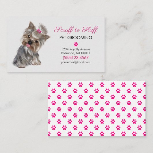 Kute Dog Pet Grooming Service Pw Print Visitekaartje (Voorkant / Achterkant)