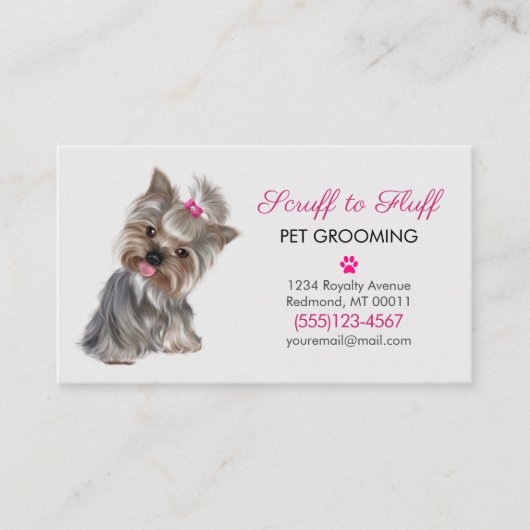 Kute Dog Pet Grooming Service Pw Print Visitekaartje (Voorkant)