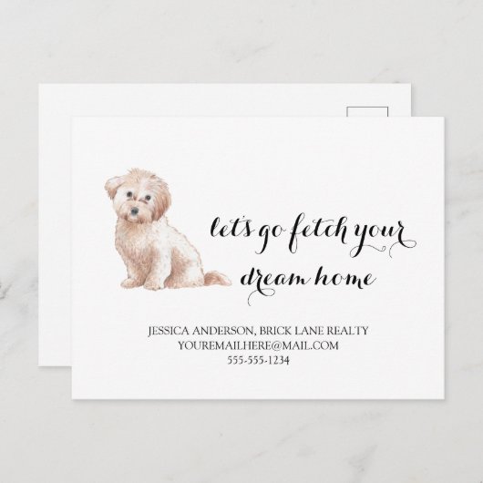 Kute Dog Real Estate Kopen Marketing Briefkaart (Voorkant / Achterkant)