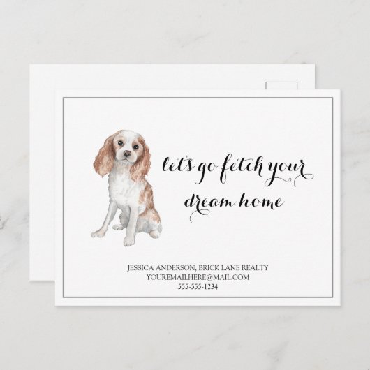 Kute Dog Real Estate Kopen Marketing Briefkaart (Voorkant / Achterkant)