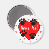 Kute dog schildert afdrukken en rood hart met aang magneet (Voorkant / Achterkant)