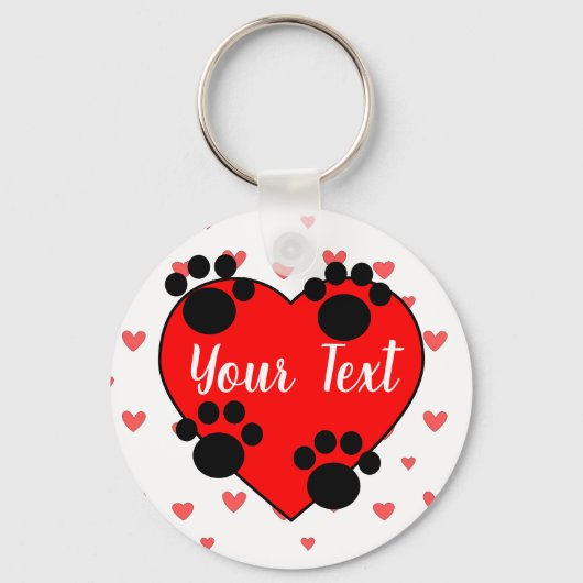 Kute dog schildert afdrukken en rood hart met aang sleutelhanger (Voorkant)