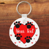 Kute dog schildert afdrukken en rood hart met aang sleutelhanger (Voorkant)