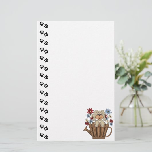 Kute Dog Watering Can Stationery Briefpapier (Staand voorkant)