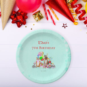 Kute Dogs Birthday Celebration Let's Paw-ty Paper Papieren Bordje