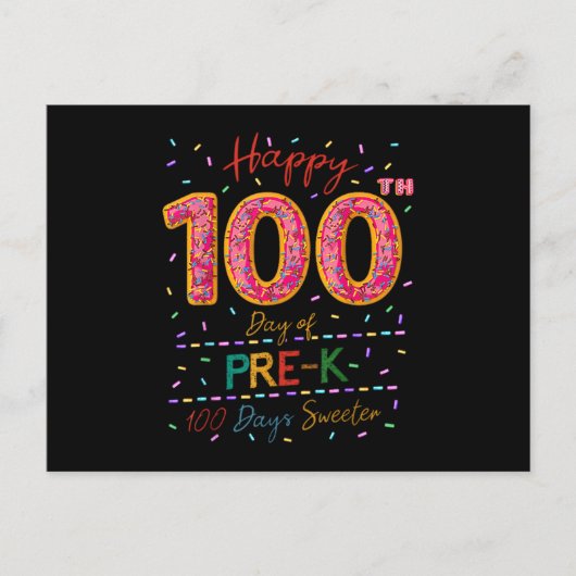 Kute donut 100e dag Prek 100 dagen school.pn Uitnodiging Briefkaart (Voorkant)