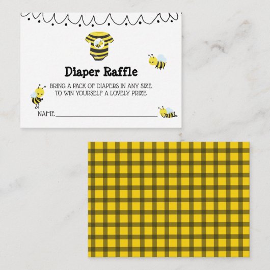 *~* Kute doodle Bee Baby shower Diaper Raffle Informatiekaartje (Voorkant / Achterkant)