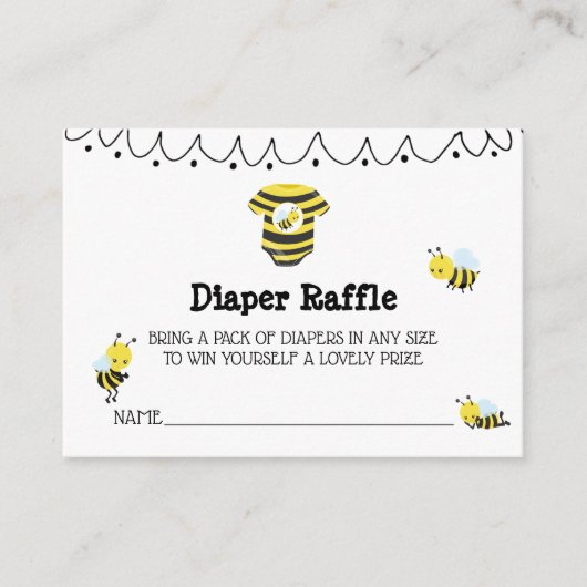 *~* Kute doodle Bee Baby shower Diaper Raffle Informatiekaartje (Voorkant)