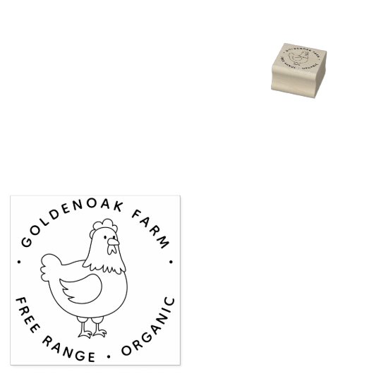 Kute doodle Chicken Personalised Boerderij Fresh E Rubberstempel (Gestempeld)