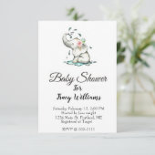 Kute douches baby-olifant kaart (Staand voorkant)