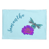 Kute Dragonfly en heldere roze ventilator op maat Kussensloop (Achterkant)