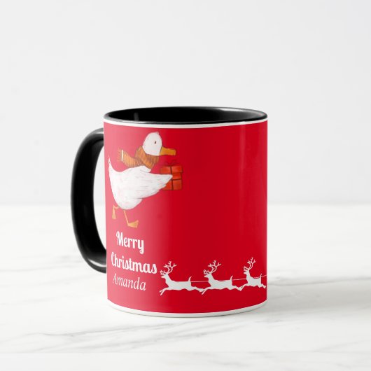 Kute duck kerst mok (Voorkant links)