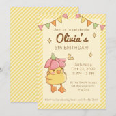 Kute Ducking Birthday Party Invitation Card Kaart (Voorkant / Achterkant)