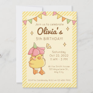 Kute Ducking Birthday Party Invitation Card Kaart