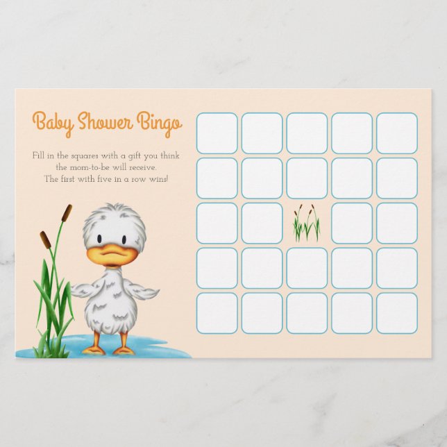 Kute Ducking in een Pond Baby shower Bingo Kaart (Voorkant)