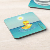 Kute Ducking Swimming op het meer Bier Onderzetter (Linkerzijde)