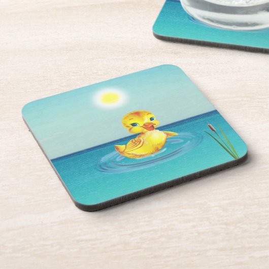 Kute Ducking Swimming op het meer Bier Onderzetter (Linkerzijde)