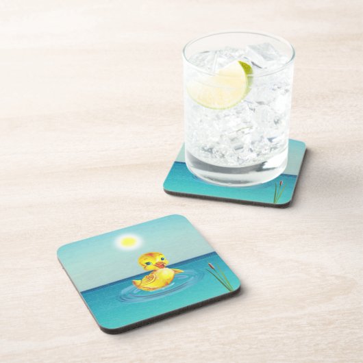 Kute Ducking Swimming op het meer Bier Onderzetter (Rechterzijde)
