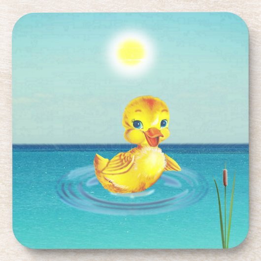 Kute Ducking Swimming op het meer Bier Onderzetter (Voorkant)