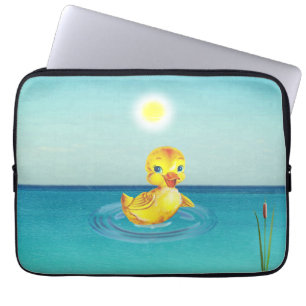 Kute Ducking Swimming op het meer Laptop Sleeve