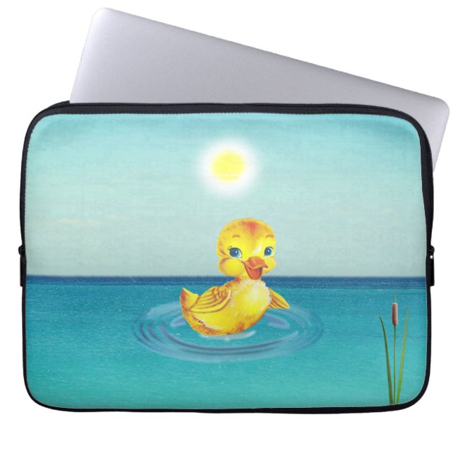 Kute Ducking Swimming op het meer Laptop Sleeve (Voorkant)