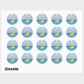 Kute Ducking Swimming op het meer Ronde Sticker (Vel)