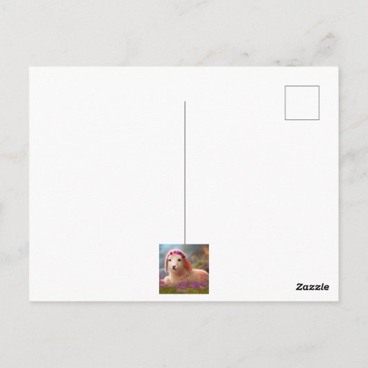 Kute-easter lamb met bloemen - easter briefkaart (Achterkant)