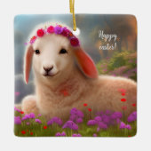 Kute-easter lamb met bloemen - easter keramisch ornament (Voorkant)