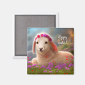 Kute-easter lamb met bloemen - easter magneet (Voorkant / Achterkant)