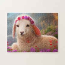 Kute-easter lamb met bloemen -