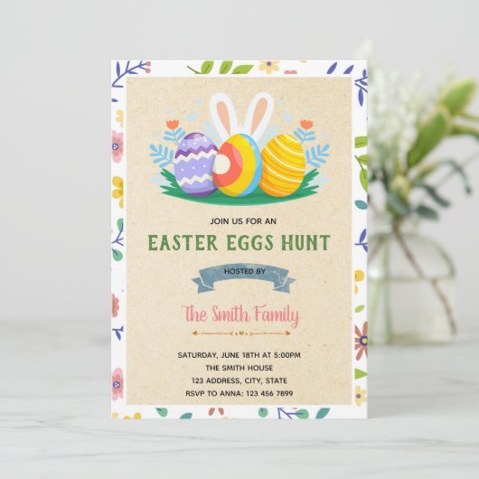 Kute-easter-uitnodiging Kaart (Staand voorkant)