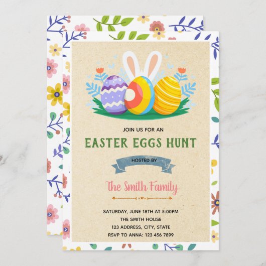 Kute-easter-uitnodiging Kaart (Voorkant / Achterkant)