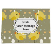 Kute-easterkuikens en weinig-eierspatroon large cadeautasje (Voorkant)