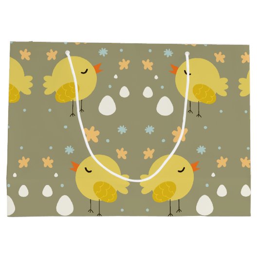 Kute-easterkuikens en weinig-eierspatroon large cadeautasje (Achterkant)