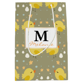 Kute-easterkuikens en weinig-eierspatroon medium cadeauzakje