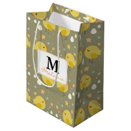 Kute-easterkuikens en weinig-eierspatroon medium cadeauzakje