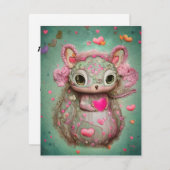Kute eekhoorn en hart feestdagenkaart (Voorkant / Achterkant)