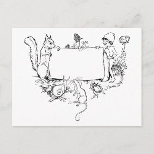 Kute  eekhoorn Slak Bug Wildlife Border Briefkaart