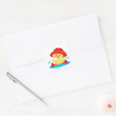 Kute eend met pet vierkante sticker (Envelop)