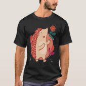 Kute  egel en bloem kunst t-shirt (Voorkant)