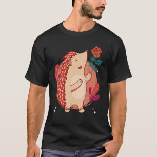 Kute  egel en bloem kunst t-shirt