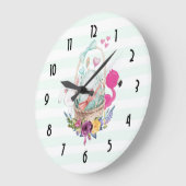 Kute Egg in een mandje met Flamingo en Bunny Grote Klok (Hoek)